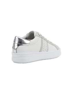 Geox Leren Sneakers "Pontoise" Zilverkleurig/wit -Gstar Kleding Winkel geox leren sneakers pontoise zilverkleurig wit 3