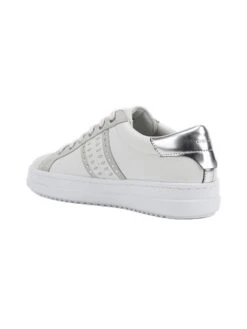 Geox Leren Sneakers "Pontoise" Zilverkleurig/wit -Gstar Kleding Winkel geox leren sneakers pontoise zilverkleurig wit 4