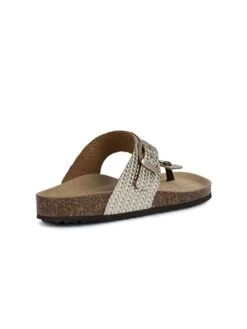 Geox Leren Teenslippers "Brionia" Zilverkleurig -Gstar Kleding Winkel geox leren teenslippers brionia zilverkleurig 3