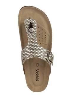Geox Leren Teenslippers "Brionia" Zilverkleurig -Gstar Kleding Winkel geox leren teenslippers brionia zilverkleurig 4