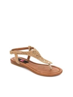 Leren Teensandalen Beige -Gstar Kleding Winkel gerois leren teensandalen beige 1