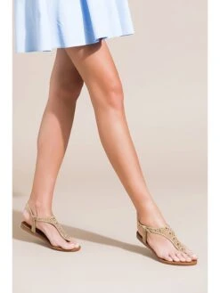 Leren Teensandalen Beige -Gstar Kleding Winkel gerois leren teensandalen beige 2