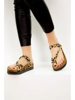 Leren Teenslippers Beige/zwart -Gstar Kleding Winkel gerois leren teenslippers beige zwart 2