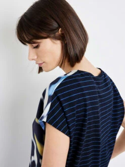 Gerry Weber Shirt Donkerblauw/meerkleurig -Gstar Kleding Winkel gerry weber shirt donkerblauw meerkleurig 1