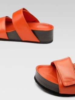 Leren Sleehakslippers Oranje -Gstar Kleding Winkel gino rossi leren sleehakslippers oranje 3