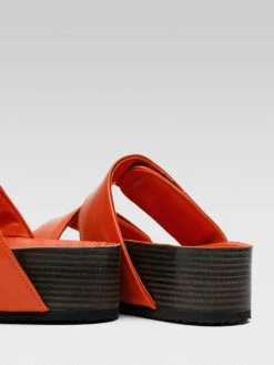 Leren Sleehakslippers Oranje -Gstar Kleding Winkel gino rossi leren sleehakslippers oranje 4