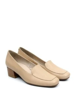 Leren Instappers Crème