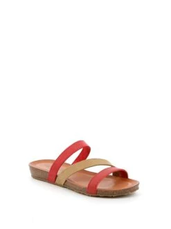 Leren Slippers Rood/beige -Gstar Kleding Winkel grunland leren slippers rood beige 1