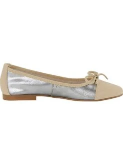 Heine Leren Ballerina's Beige/zilverkleurig -Gstar Kleding Winkel heine leren ballerinas beige zilverkleurig 1