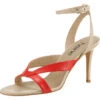 Heine Leren Haksandalen Beige/rood -Gstar Kleding Winkel heine leren haksandalen beige rood