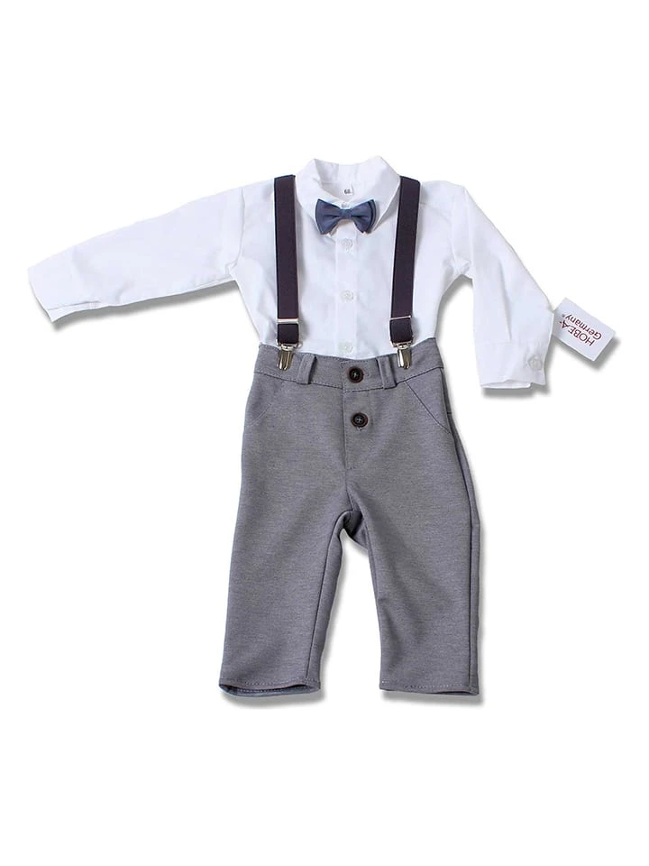 4-delige Doopoutfit "Jacob" Wit/donkergrijs 4 4-delige Doopoutfit "Jacob" Wit/donkergrijs - Afbeelding 2