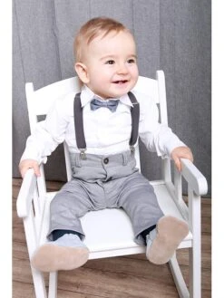 4-delige Doopoutfit "Jacob" Wit/donkergrijs