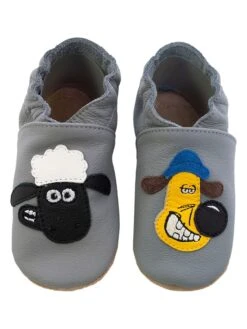 Leren Kruipschoenen "Shaun En Bitzer" Grijs