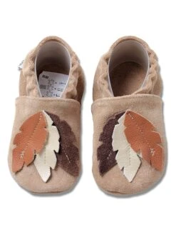 Leren Kruipschoenen "Veren" Lichtbruin