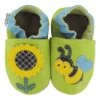 Leren Kruipschoentjes "Bij" Groen/geel/lichtblauw