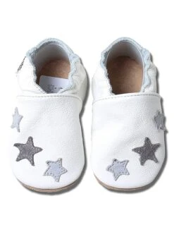 Leren Kruipschoentjes Grijs/wit