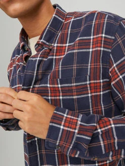 Jack & Jones Blouse "Classic" - Slim Fit - Blauw/rood -Gstar Kleding Winkel jack and jones blouse classic slim fit blauw rood 4