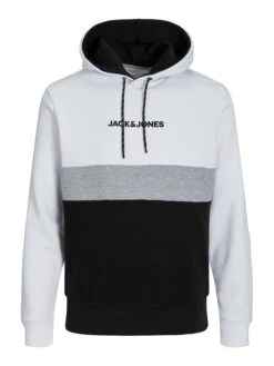 Jack & Jones Hoodie "Reid" Wit/zwart/grijs -Gstar Kleding Winkel jack and jones hoodie reid wit zwart grijs 3