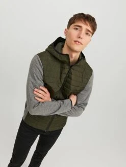 Jack & Jones Hybride Jas "Multi" Groen/grijs -Gstar Kleding Winkel jack and jones hybride jas multi groen grijs 3