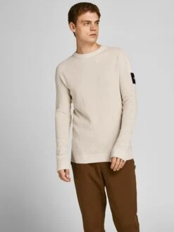Jack & Jones Trui "Classic" Crème -Gstar Kleding Winkel jack and jones trui classic creme 2
