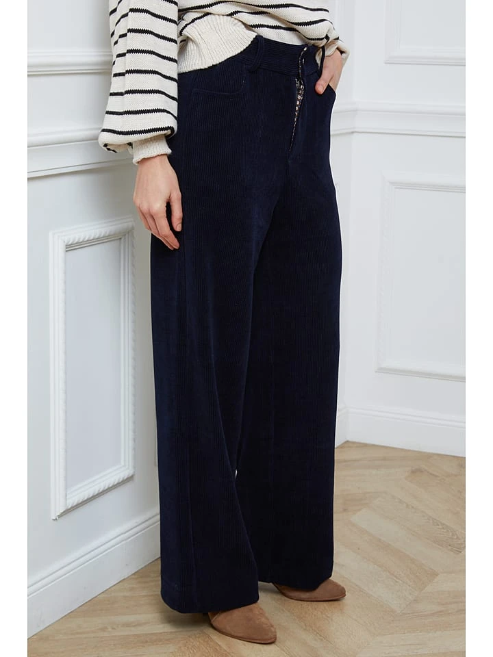 Corduroybroek "Celine" Donkerblauw 4 Corduroybroek "Celine" Donkerblauw - Afbeelding 2