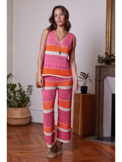 Gebreide Broek "Loumia" Roze -Gstar Kleding Winkel josefine gebreide broek loumia roze 4