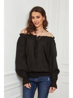 Linnen Blouse "Edina" Zwart