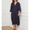 Linnen Jurk "Devalone" Donkerblauw -Gstar Kleding Winkel josefine linnen jurk devalone donkerblauw