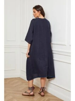 Linnen Jurk "Devalone" Donkerblauw -Gstar Kleding Winkel josefine linnen jurk devalone donkerblauw 2