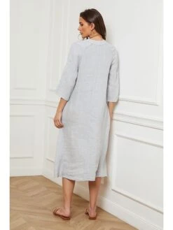 Linnen Jurk "Devalone" Lichtgrijs -Gstar Kleding Winkel josefine linnen jurk devalone lichtgrijs 2