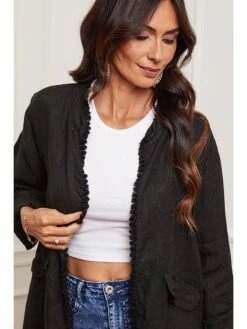 Linnen Vest Zwart -Gstar Kleding Winkel josefine linnen vest zwart 3