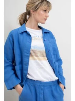 Linnen Blousejas Blauw