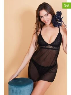 2-delige Ondergoedset "Cat" Zwart