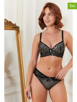 2-delige Ondergoedset "Page" Zwart/crème