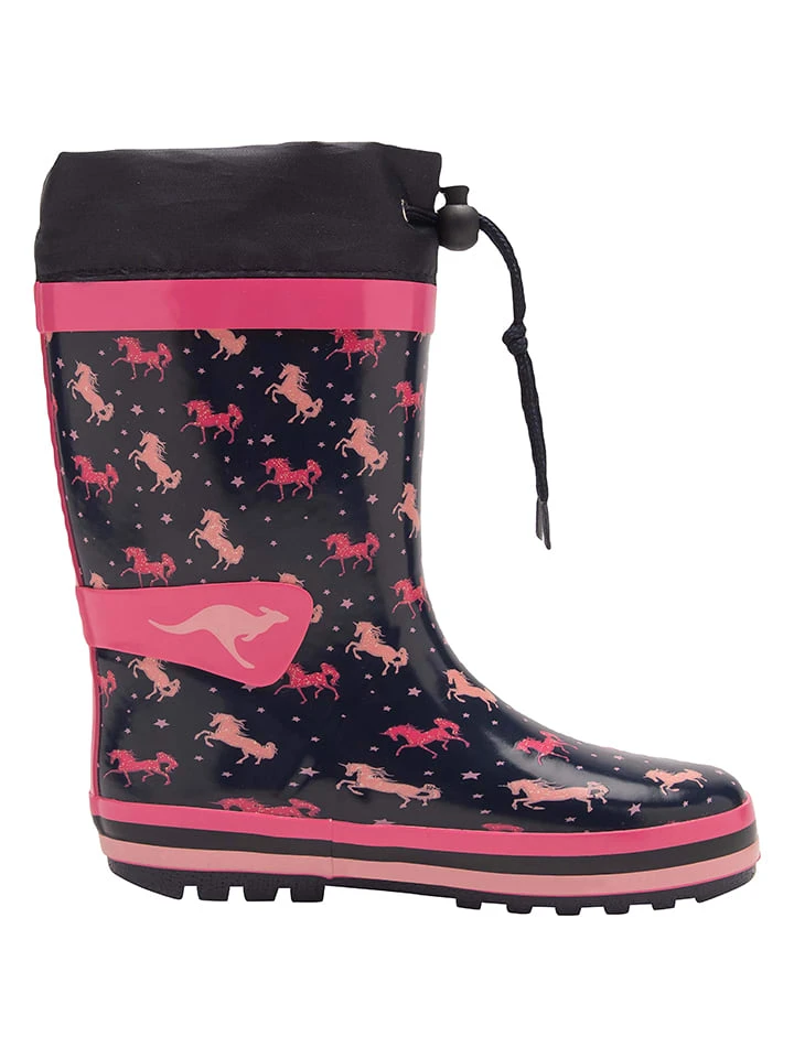 KangaRoos Rubberlaarzen Donkerblauw/roze 5 KangaRoos Rubberlaarzen Donkerblauw/roze - Afbeelding 3