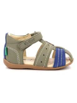 Kickers Leren Enkelsandalen "Bigbazar 2" Kaki/blauw