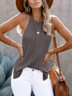 Gebreide Top Taupe