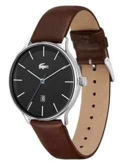 Lacoste Kwartshorloge "Club" Donkerbruin/zilverkleurig -Gstar Kleding Winkel lacoste kwartshorloge club donkerbruin zilverkleurig 1