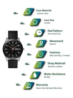 Lacoste Kwartshorloge "Legacy" Zwart/zilverkleurig -Gstar Kleding Winkel lacoste kwartshorloge legacy zwart zilverkleurig 6