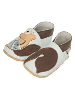 Leren Kruipschoenen "Eekhoorntje" Lichtblauw