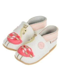 Leren Kruipschoenen "Flamingo's" Wit/lichtroze