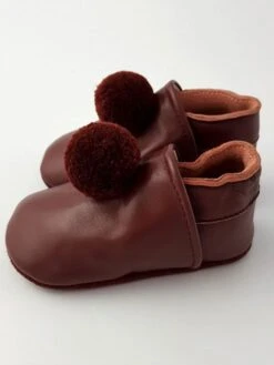 Leren Kruipschoenen "Pompons" Bruin -Gstar Kleding Winkel lait et miel leren kruipschoenen pompons bruin 2