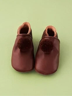 Leren Kruipschoenen "Pompons" Bruin