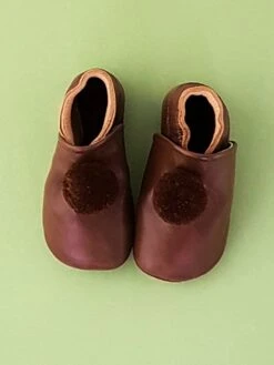 Leren Kruipschoenen "Pompons" Bruin -Gstar Kleding Winkel lait et miel leren kruipschoenen pompons bruin 3