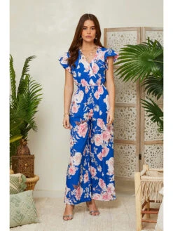 Jumpsuit Blauw/wit/lichtroze