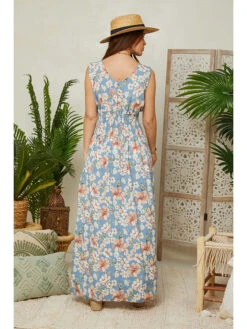 Jurk Lichtblauw/crème/lichtroze -Gstar Kleding Winkel larmoire de suzette jurk lichtblauw creme lichtroze 1