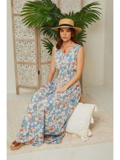 Jurk Lichtblauw/crème/lichtroze -Gstar Kleding Winkel larmoire de suzette jurk lichtblauw creme lichtroze 2