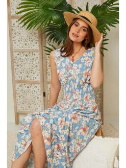 Jurk Lichtblauw/crème/lichtroze -Gstar Kleding Winkel larmoire de suzette jurk lichtblauw creme lichtroze 3