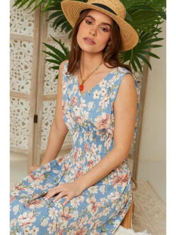 Jurk Lichtblauw/crème/lichtroze -Gstar Kleding Winkel larmoire de suzette jurk lichtblauw creme lichtroze 4