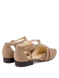 Leren Ballerina's Met Bandje Taupe -Gstar Kleding Winkel lashoe leren ballerinas met bandje taupe 1